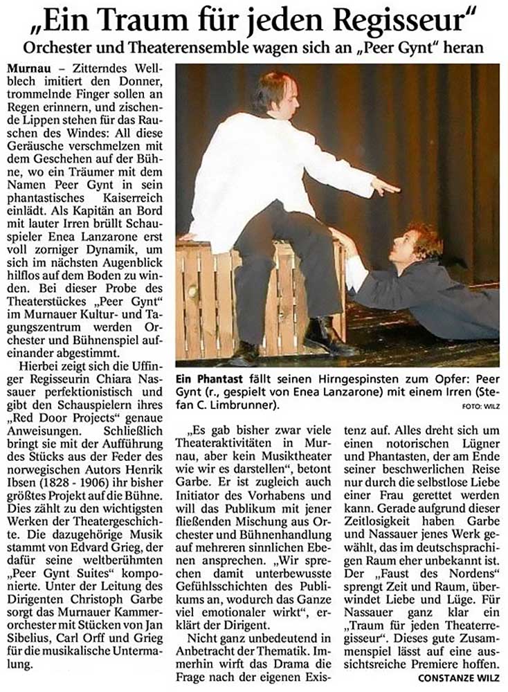 Zeitungsausschnitt: Ein Traum für jeden Regisseur
